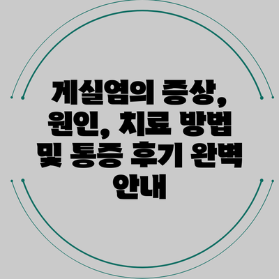 게실염의 증상, 원인, 치료 방법 및 통증 후기 완벽 안내