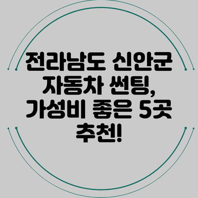 전라남도 신안군 자동차 썬팅, 가성비 좋은 5곳 추천!