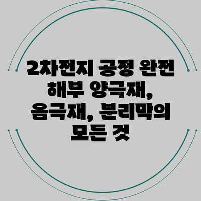 2차전지 공정 완전 해부: 양극재, 음극재, 분리막의 모든 것