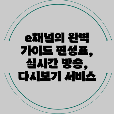 e채널의 완벽 가이드: 편성표, 실시간 방송, 다시보기 서비스