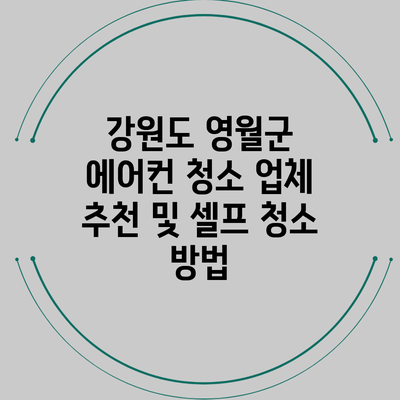 강원도 영월군 에어컨 청소 업체 추천 및 셀프 청소 방법