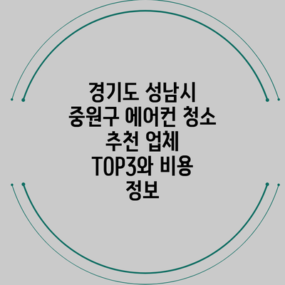경기도 성남시 중원구 에어컨 청소 추천 업체 TOP3와 비용 정보