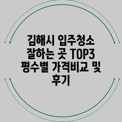 김해시 입주청소 잘하는 곳 TOP3: 평수별 가격비교 및 후기