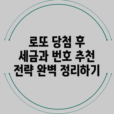 로또 당첨 후 세금과 번호 추천 전략 완벽 정리하기