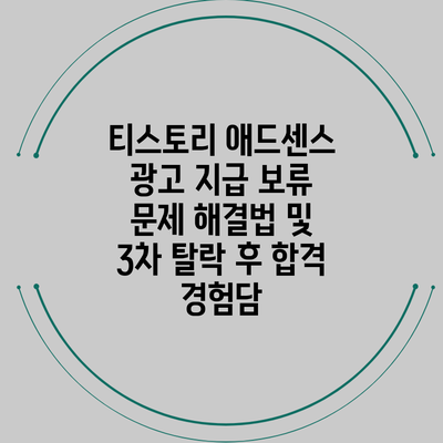 티스토리 애드센스 광고 지급 보류 문제 해결법 및 3차 탈락 후 합격 경험담
