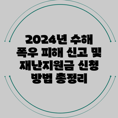2024년 수해 폭우 피해 신고 및 재난지원금 신청 방법 총정리