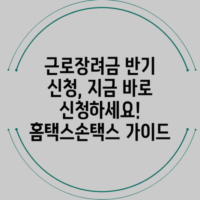 근로장려금 반기 신청, 지금 바로 신청하세요! 홈택스/손택스 가이드