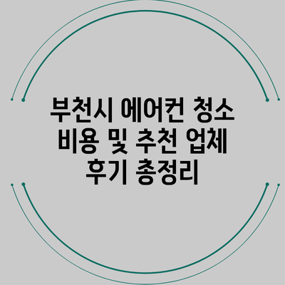 부천시 에어컨 청소 비용 및 추천 업체 후기 총정리