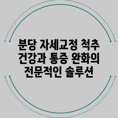 분당 자세교정: 척추 건강과 통증 완화의 전문적인 솔루션
