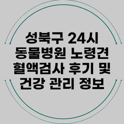 성북구 24시 동물병원 노령견 혈액검사 후기 및 건강 관리 정보