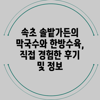 속초 솔밭가든의 막국수와 한방수육, 직접 경험한 후기 및 정보