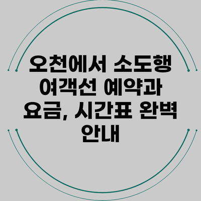 오천에서 소도행 여객선 예약과 요금, 시간표 완벽 안내