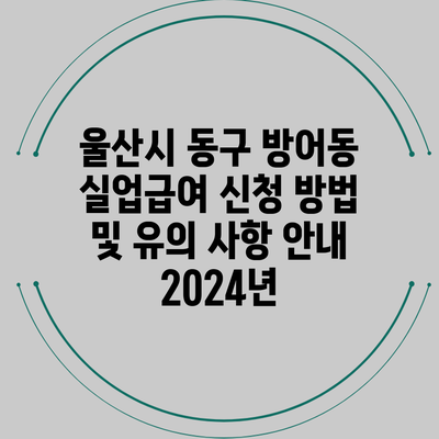 울산시 동구 방어동 실업급여 신청 방법 및 유의 사항 안내 2024년