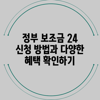 정부 보조금 24 신청 방법과 다양한 혜택 확인하기