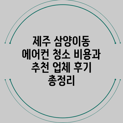 제주 삼양이동 에어컨 청소 비용과 추천 업체 후기 총정리