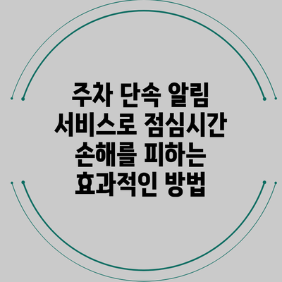 주차 단속 알림 서비스로 점심시간 손해를 피하는 효과적인 방법