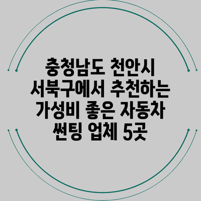 충청남도 천안시 서북구에서 추천하는 가성비 좋은 자동차 썬팅 업체 5곳