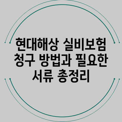 현대해상 실비보험 청구 방법과 필요한 서류 총정리